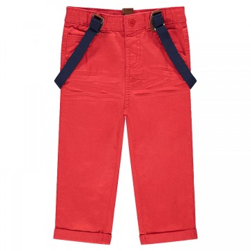 Pantalon en twill avec bretelles élastiquées amovibles bébé garçon