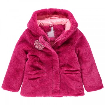 Manteau en sherpa à capuche doublé sherpa fille