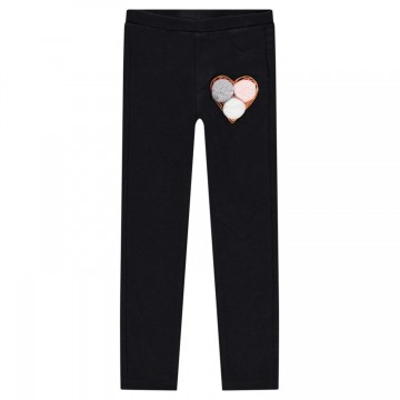 Jegging uni avec coeur printé et pompons fille