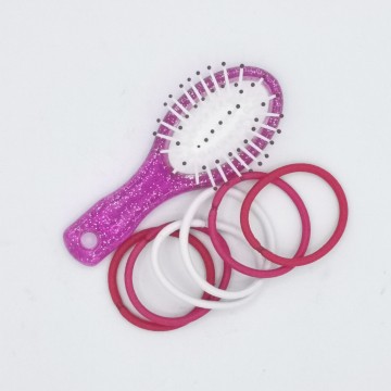 Mini brosse à cheveux + élastiques