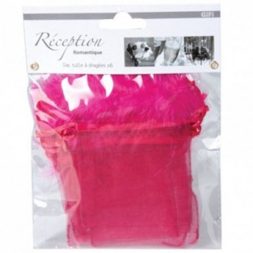 Sac rose fuchsia à dragées x6