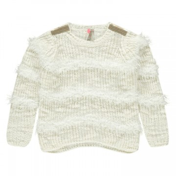 Pull en maille pop corn effet "poils" et sequins fille