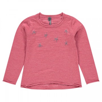 Pull en tricot slub et print fantaisie fille