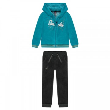 Ensemble de jogging en velours bicolore fille