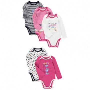 Lot de 5 bodies manches longues bébé fille