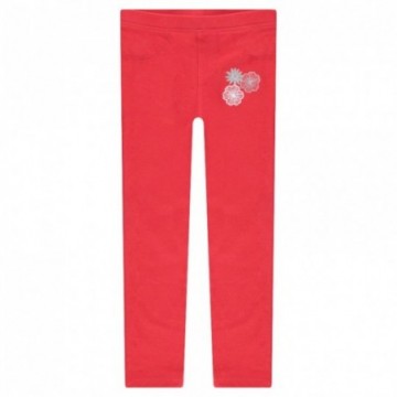 Legging en jersey rouge avec fleurs printées fille