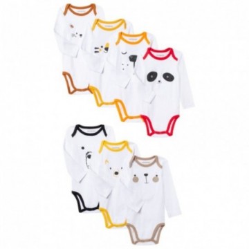 Lot de 7 bodies manches longues en coton bébé garçon