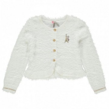 Gilet court brodé en tricot effet "poils" pour fille