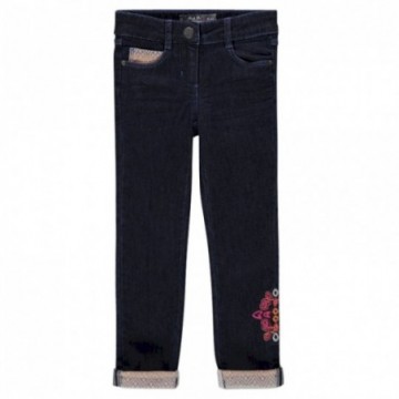 Jeans effet molleton avec broderies fille