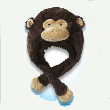 Bonnet peluche animal, singe