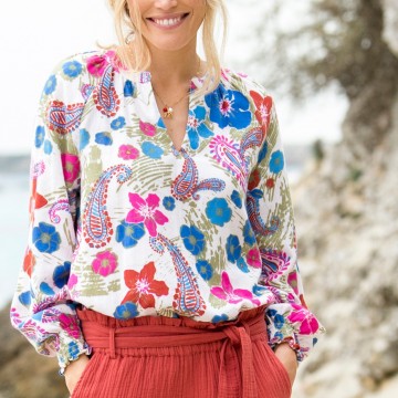 Blouse imprimée gaze coton