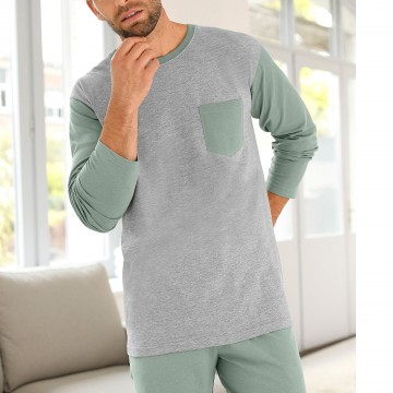 Tee-shirt pyjama bicolore manches longues