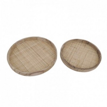 Lot de 2 plateaux ronds en bois