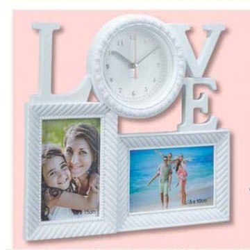 Cadre photo "Love" avec horloge