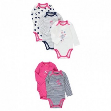 Lot de 5 bodies manches longues bébé fille