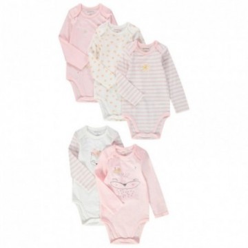 Lot de 5 bodies manches longues bébé fille