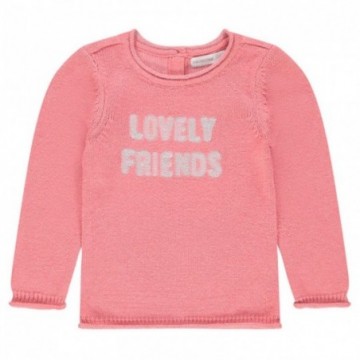 Pull en tricot uni avec message en sequins fille