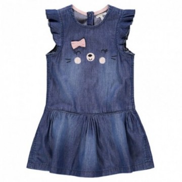 Robe en jean à manches courtes volantées bébé fille