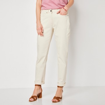 Pantalon stretch coupe mom, twill stretch