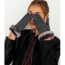 Gants avec bords imitation fourrure