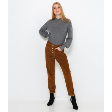 Pantalon carotte en velours