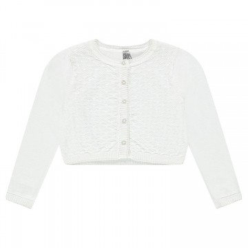 Gilet court fille en coton et laine