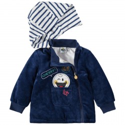 Veste en velours avec capuche amovible "Smiley" bébé garçon