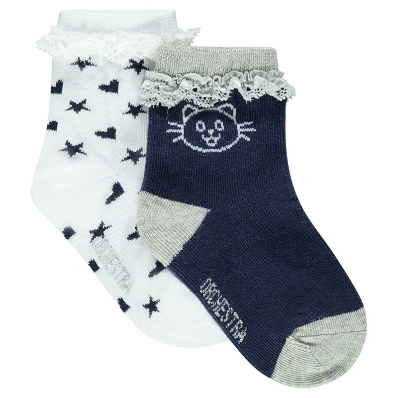 Lot de 2 paires de chaussettes bébé fille pas cher - - Extradingue