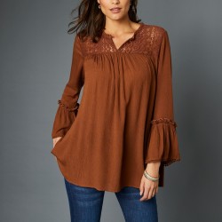 Blouse macramé manches longues