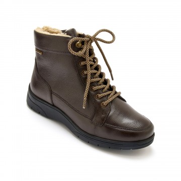 Boots fourrées zippées en cuir imperméable Largeur Confort