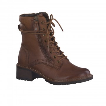 Boots mi-haute cuir marron - largeur confort