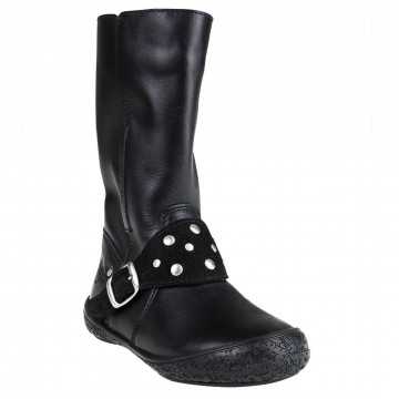 Bottes noires en cuir fille