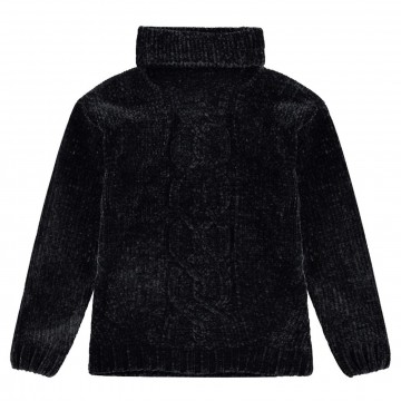 Pull chenille col roulé fille