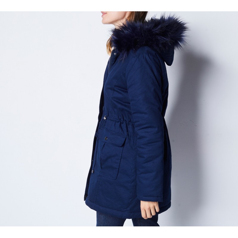 Parka réversible bleu marine en fausse fourrure enfant fille : - Manteau,  Blouson, Veste