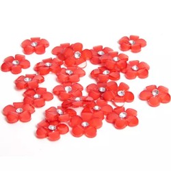 24 minis fleurs stickers rouges