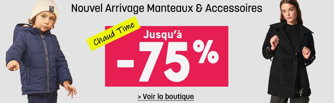 Nouveautés Manteaux et Accessoires jusqu'à -75%